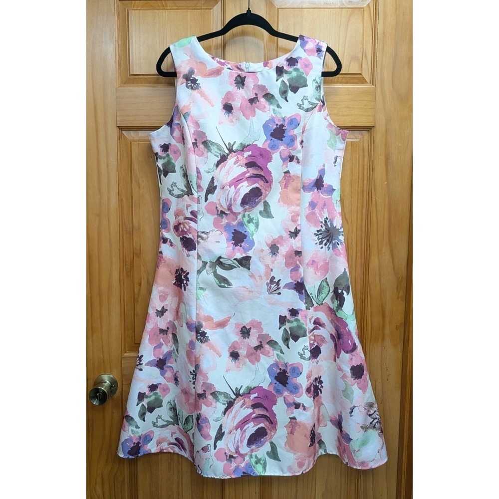 Koret Women's 14 Dress Sleeveless Floral Fit & Flare Church Wedding Party Zip